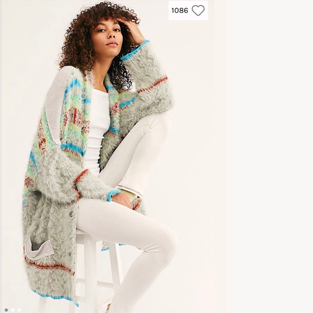 Free People Fair Weather Cardigan Mint Combo - Picture 1 of 3